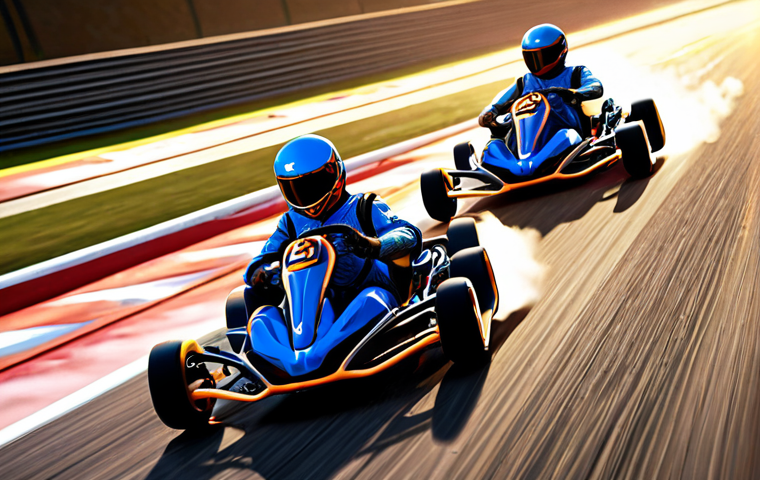 **Prompt:** A dynamic and artistic representation of a KartRider team, where three karts move as a single, fluid entity on a vibrant race track. Energy lines or subtle visual effects connect them, emphasizing perfect synchronization and "telepathic" teamwork. The image should convey seamless synergy and collective flow, with a slightly abstract or ethereal quality, highlighting the idea of "one mind, one engine."