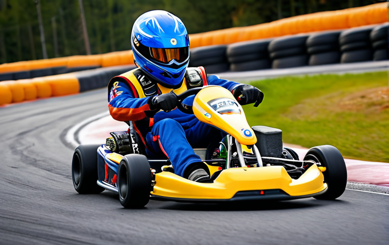 **
Action shot of a KartRider kart drifting aggressively around a hairpin turn on a brand new, visually stunning circuit. Focus on the kart's tires kicking up sparks and the dynamic angle of the drift. Background should feature vibrant scenery with a slight blur to emphasize speed. The driver should have a determined expression.
**