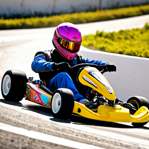 Home 22 **Prompt:** A vibrant, action-packed scene from KartRider featuring a kart expertly drifting around a hairpin turn on a circuit reminiscent of the Spanish countryside. The kart is leaving trails of nitro, showcasing the skill of mastering drifts for speed. Emphasis on bright colors and dynamic movement. The driver looks focused and determined.