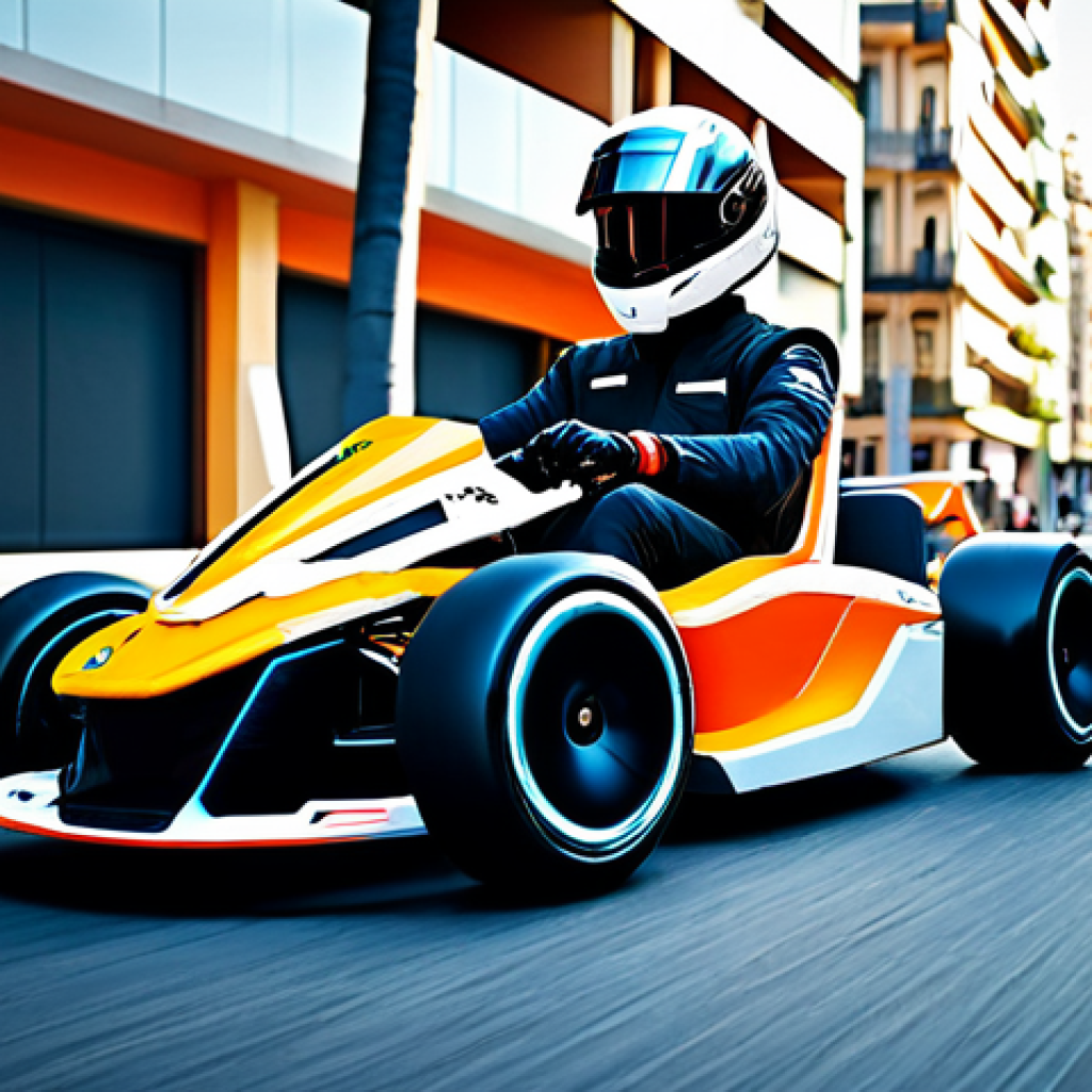 "Modern KartRider Racer"**

"A professional KartRider racer, fully clothed in a sleek, futuristic racing suit with vibrant neon accents, standing confidently next to a high-tech kart. The background is a bustling, sun-drenched street in Barcelona with modern architecture. Safe for work, appropriate content, perfect anatomy, well-formed hands, natural proportions, professional digital art, family-friendly."

**