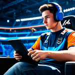 **

"A professional KartRider eSports player, focused and determined, wearing a team jersey and headphones, fully clothed, sitting in a gaming chair in a brightly lit arena during a competition, appropriate attire, safe for work, perfect anatomy, natural proportions, digital illustration, high quality."

**