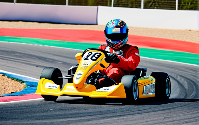 카트라이더 이벤트 랭크전 - Mastering the Drift**

"A focused kart racer in a modern racing suit, expertly drifting around a tig...
