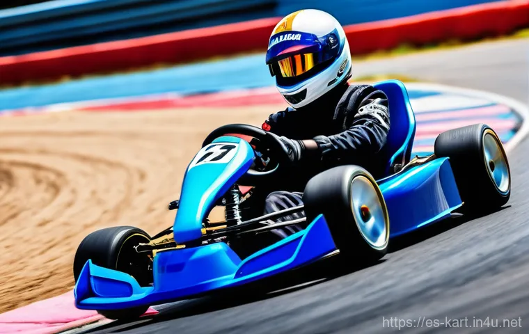 카트라이더 신규 유저 필독 자료 - A dynamic and vibrant image of a skilled young racer, gender-neutral, wearing a full, age-appropriat...