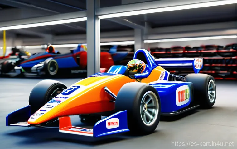 카트라이더 신규 유저 필독 자료 - A dynamic and vibrant image of a skilled young racer, gender-neutral, wearing a full, age-appropriat...