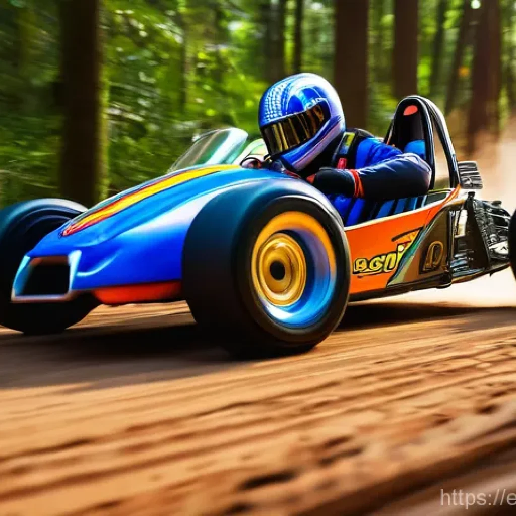 카트라이더 신규 트랙과 드리프트 조언 - " The kart, possibly a "Solid Chaser" or "Hyper Train" model with glowing blue neon underglow and cu...