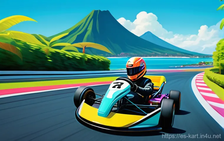 카트라이더 신규 업데이트와 팬아트 대회의 성공 스토리 - **Prompt:** A dynamic and vibrant kart racing scene set on a "World Tour: Hawaii Hula Hula" inspired...