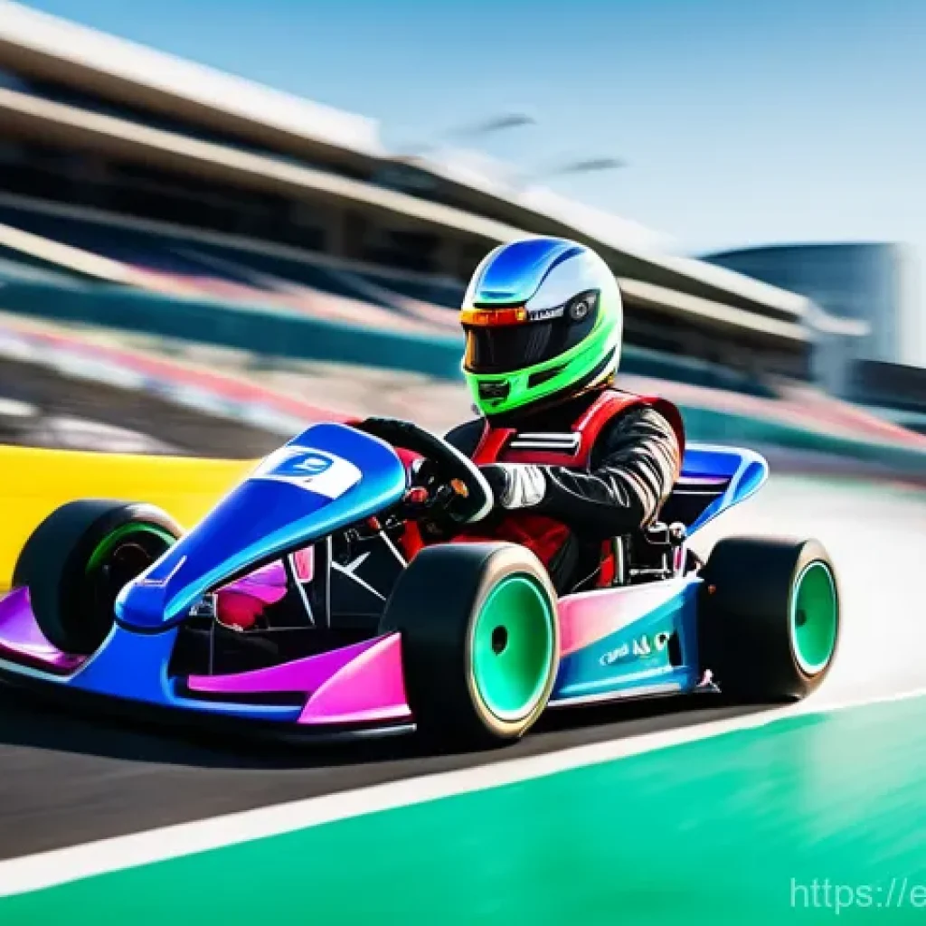 카트라이더 초보 유저 길라잡이 - **Dynamic Racing Drift:** A vibrant, high-energy illustration of a colorful racing kart mid-drift on...