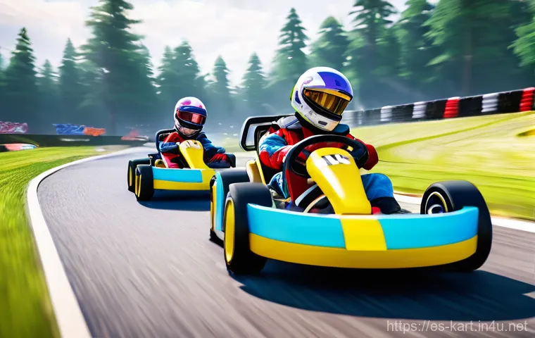 카트라이더 신규 모드 정보 - **"A high-octane KartRider: Drift speed race scene on the iconic 'Factory Run' track. A skilled race...