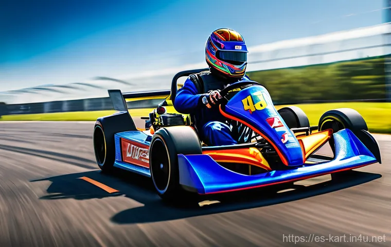 카트라이더 트랙 공략 동영상 - **Prompt:** A high-speed kart race scene, focusing on a vibrant, custom racing kart flawlessly execu...