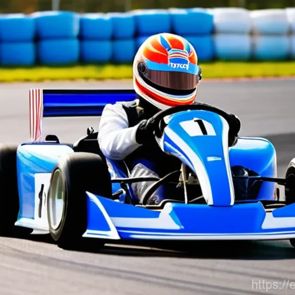 카트라이더 초보 유저의 성공 비법 - **Prompt: Rookie's Focused Practice Session**
    A young adult male driver, wearing a pristine, bri...