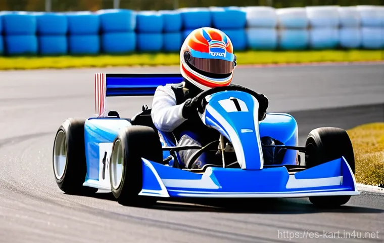 카트라이더 초보 유저의 성공 비법 - **Prompt: Rookie's Focused Practice Session**
A young adult male driver, wearing a pristine, bri...