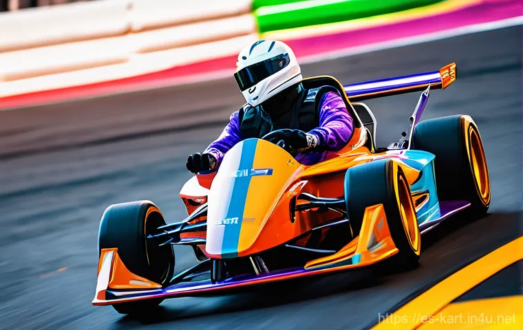 카트라이더 초보 유저의 성공 비법 - **Prompt: The Art of the Perfect Drift**
    A skilled female driver, clad in a sleek, aerodynamic, ...