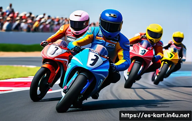 카트라이더 게임 중 악성 유저 대처법 - A vibrant KartRider racing scene featuring diverse players in colorful racing suits and helmets, all...
