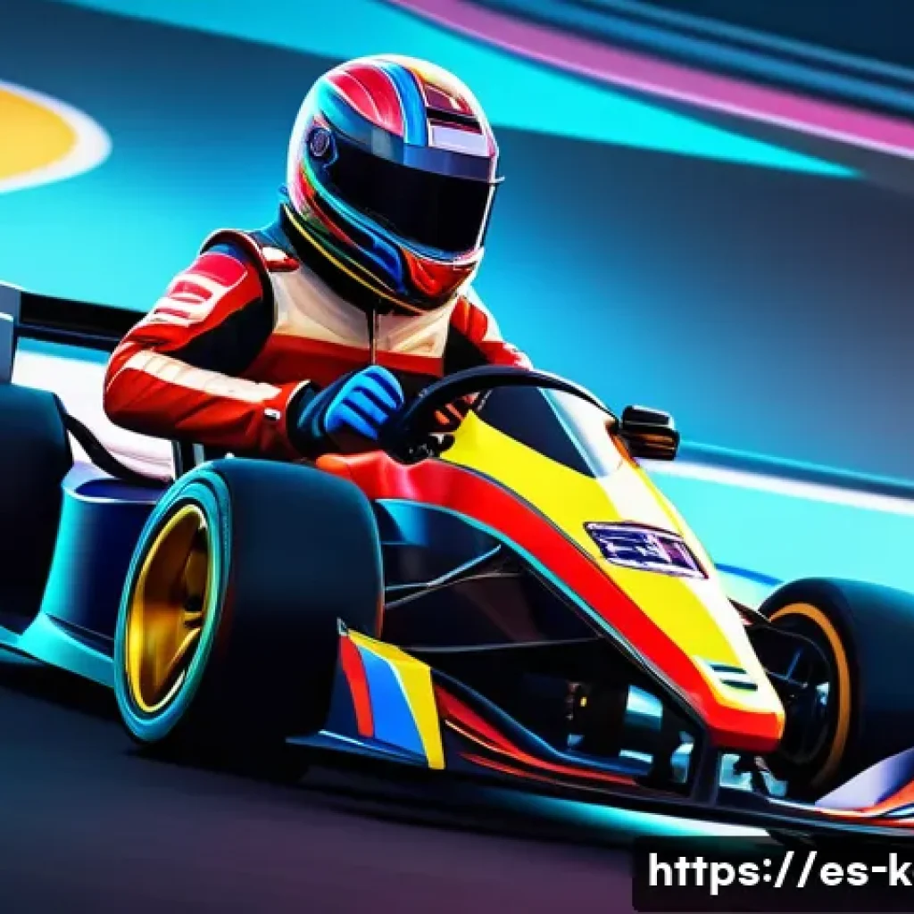 카트라이더 신규 캐릭터 리뷰 - A vibrant and energetic young kart racer character designed in a modern, cartoonish style suitable f...