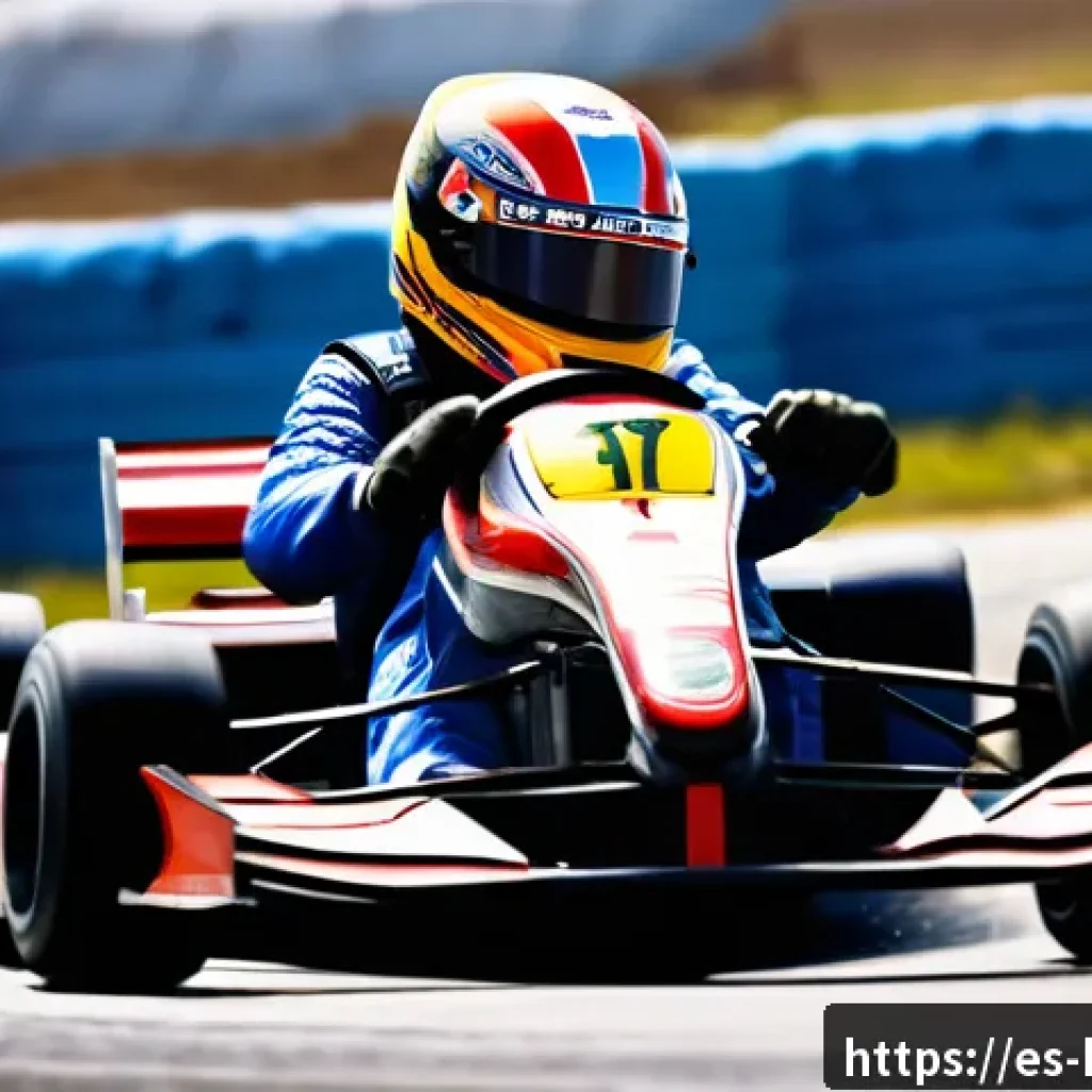 카트라이더 리그 프로 선수 스탯 - A professional kart racer skillfully navigating a sharp corner on a sunny race track in Spain, weari...