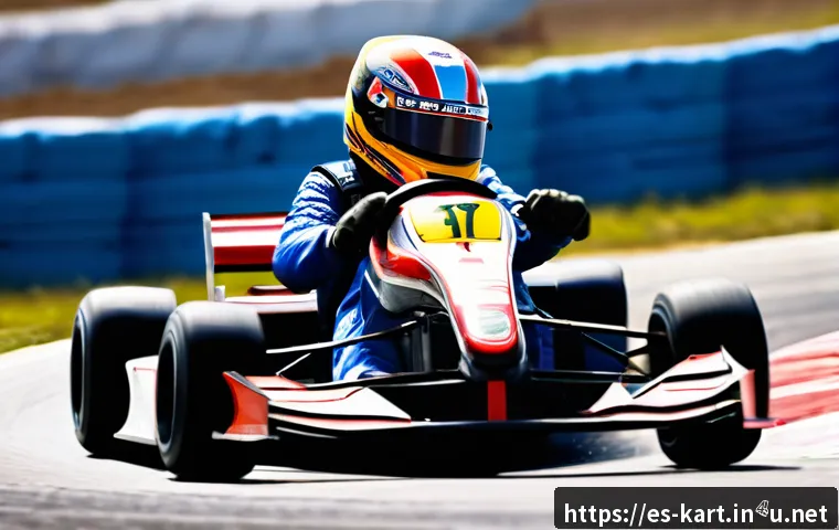 카트라이더 리그 프로 선수 스탯 - A professional kart racer skillfully navigating a sharp corner on a sunny race track in Spain, weari...