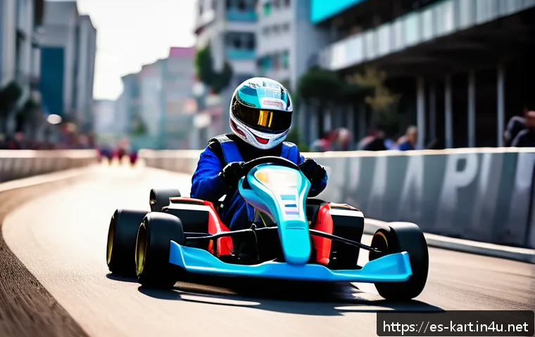 카트라이더 신규 패치 노트 - A dynamic racing scene on a technical kart track set in a modern cityscape with sharp corners and vi...
