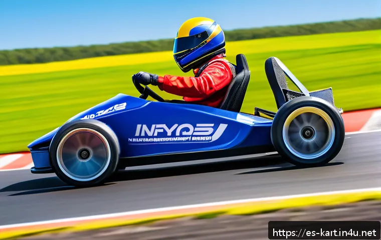 카트라이더 전설 트랙 공략법 - A dynamic kart racing scene on a winding track with sharp curves under a bright, sunny sky. The driv...