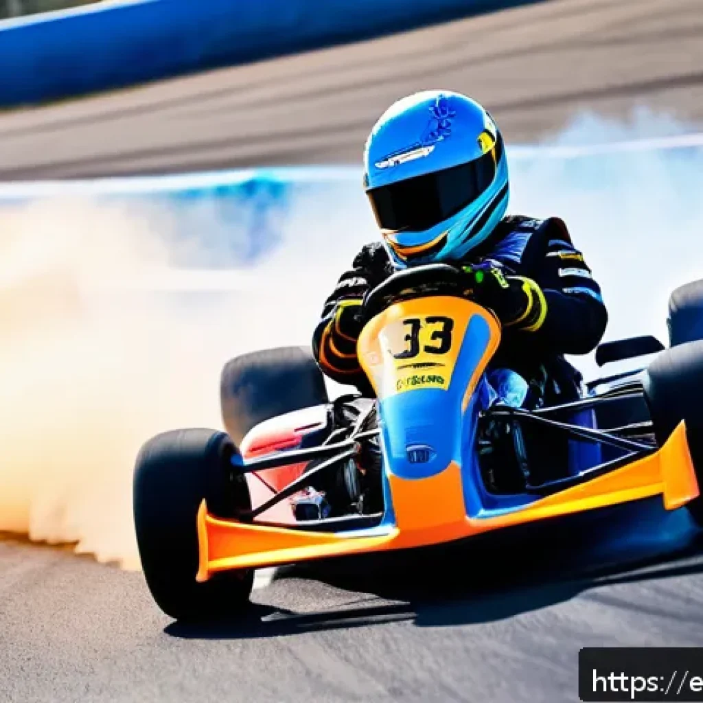 카트라이더 초보자 필수 영상 - A dynamic scene of a skilled racer drifting through a sharp corner on a colorful KartRider track, th...