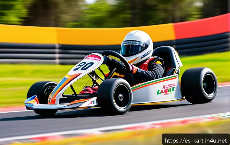카트라이더 트랙별 공략 노하우 - A dynamic racing scene on a vibrant, winding kart track set in a lush Spanish countryside. The image...