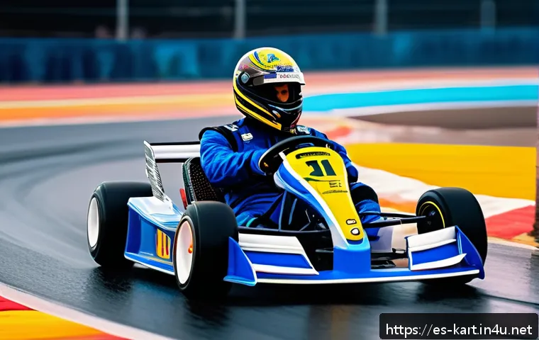 카트라이더 인기 스트리머의 비법 - A dynamic and colorful kart racing scene set on a vibrant urban track with sharp curves and short st...