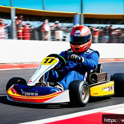 카트라이더 기술 팁과 트릭 - A dynamic racing scene featuring a professional go-kart driver navigating a sharp, tight curve on an...