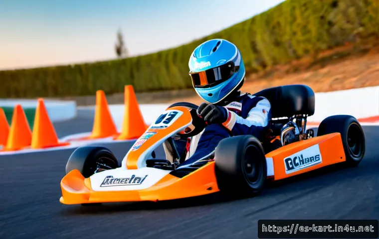 Home 17 카트라이더 초보 유저를 위한 드리프트 비결 - Photorealistic beginner go-kart driver practicing a smooth drift through a wide corner at a sunny ou...
